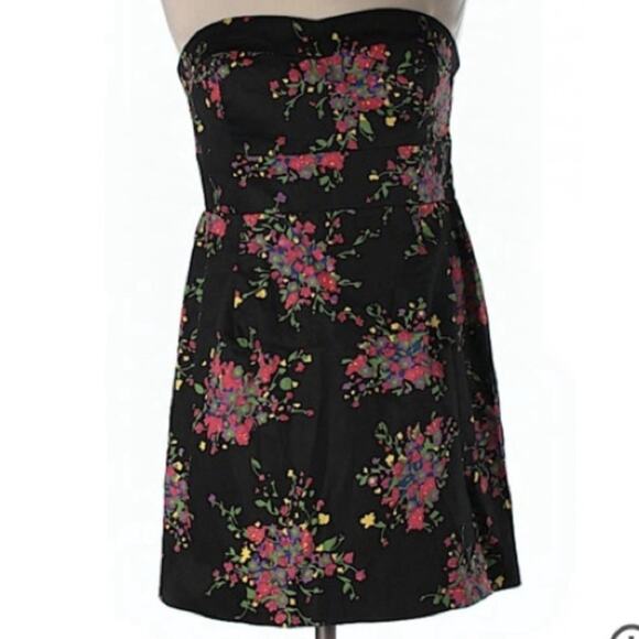 Free People Strapless Mini Dress Sexy Little Black Going out Summer Sz 4 Zip up - Picture 1 of 9